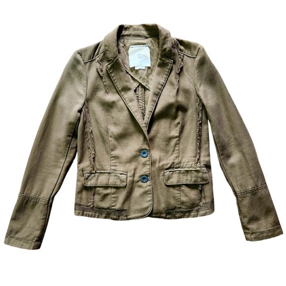 ANTHROPOLOGIE Hei Hei Delaine houndstooth blazer green size 2 - Picture 1 of 10